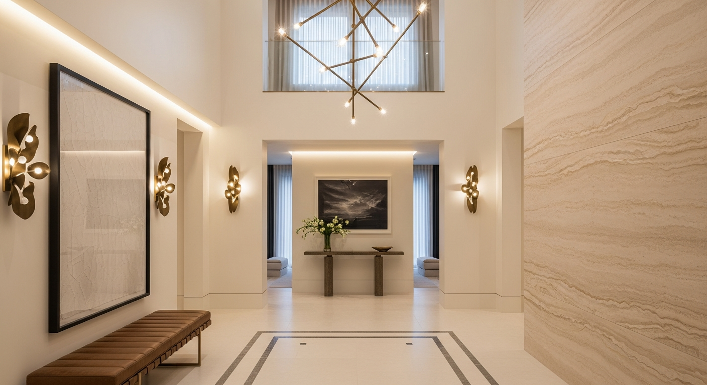 Luxury grand entry foyer interior, representative of homes in Congress Park, Colorado.