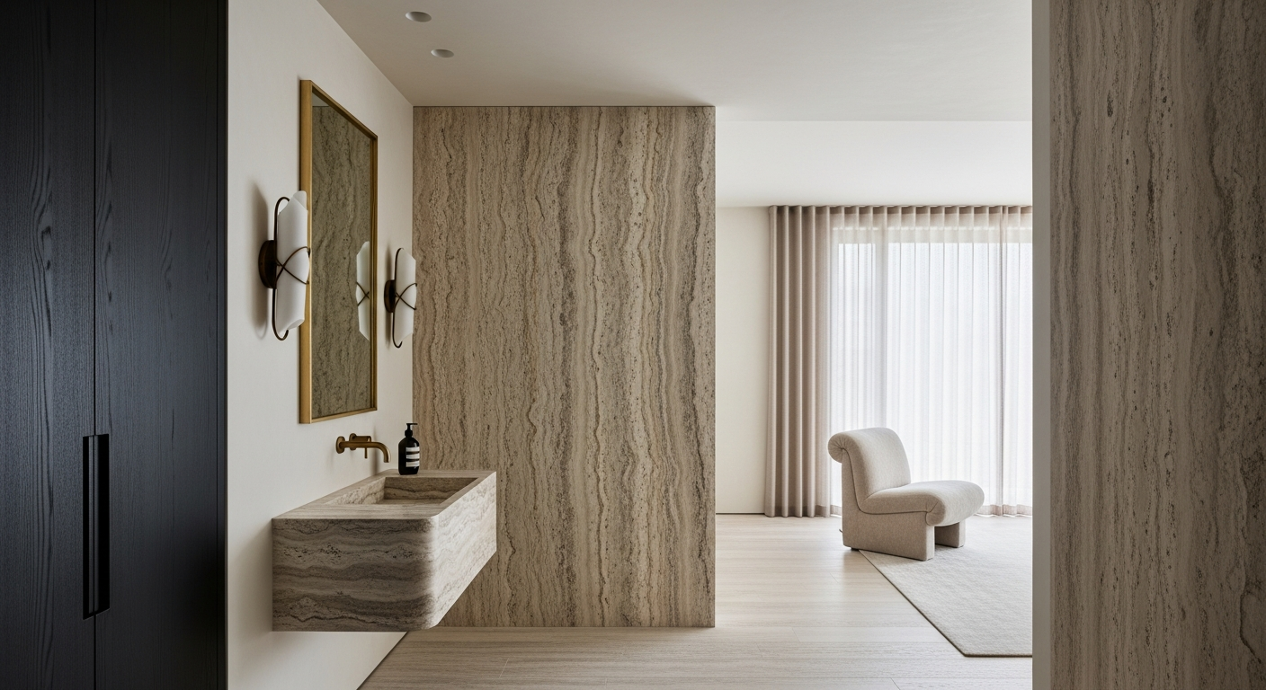Luxury powder room interior, representative of homes in Park Hill, Colorado.