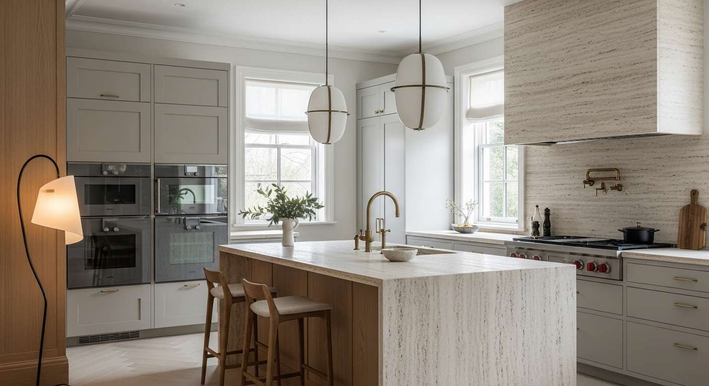 Luxury modern chef's kitchen interior, representative of homes in Aurora, Colorado.