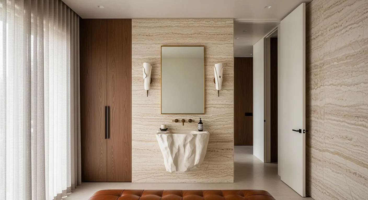 Luxury powder room interior, representative of homes in Federal Heights, Colorado.