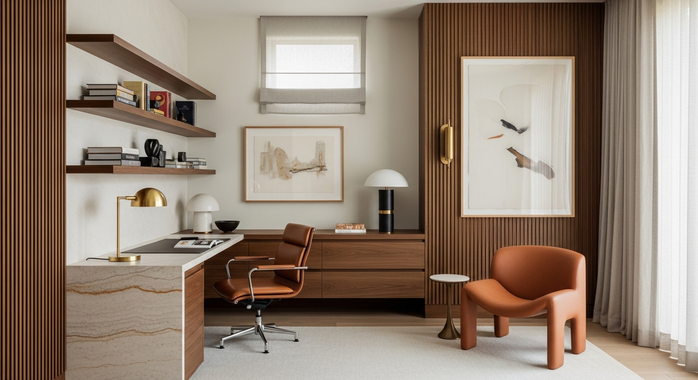 Luxury home office interior, representative of homes in Highlands Ranch, Colorado.