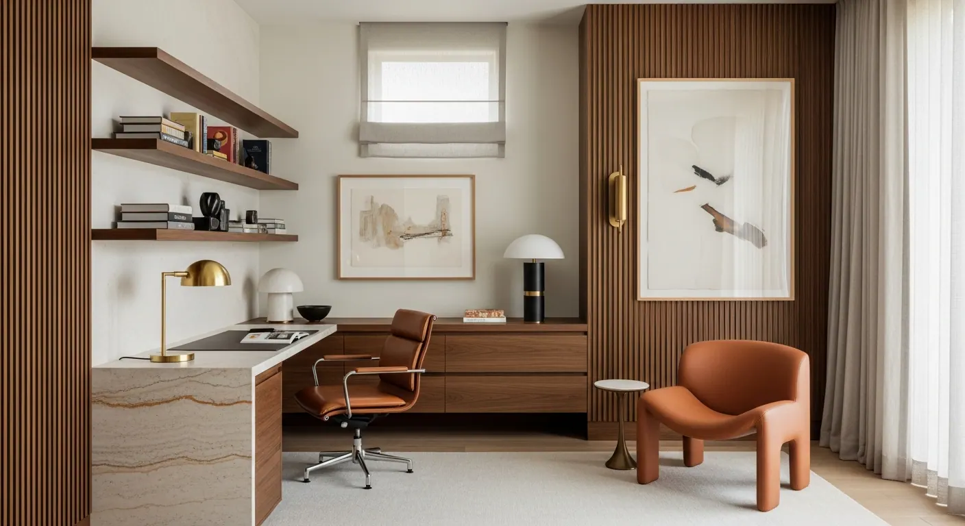 Luxury home office interior, representative of homes in Highlands Ranch, Colorado.