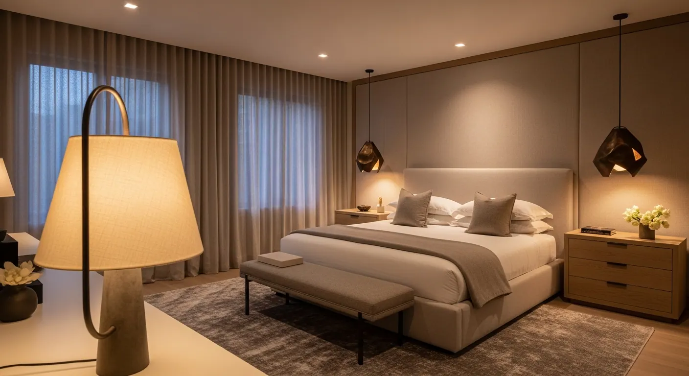 Luxury primary suite bedroom interior, representative of homes in Lakewood, Colorado.