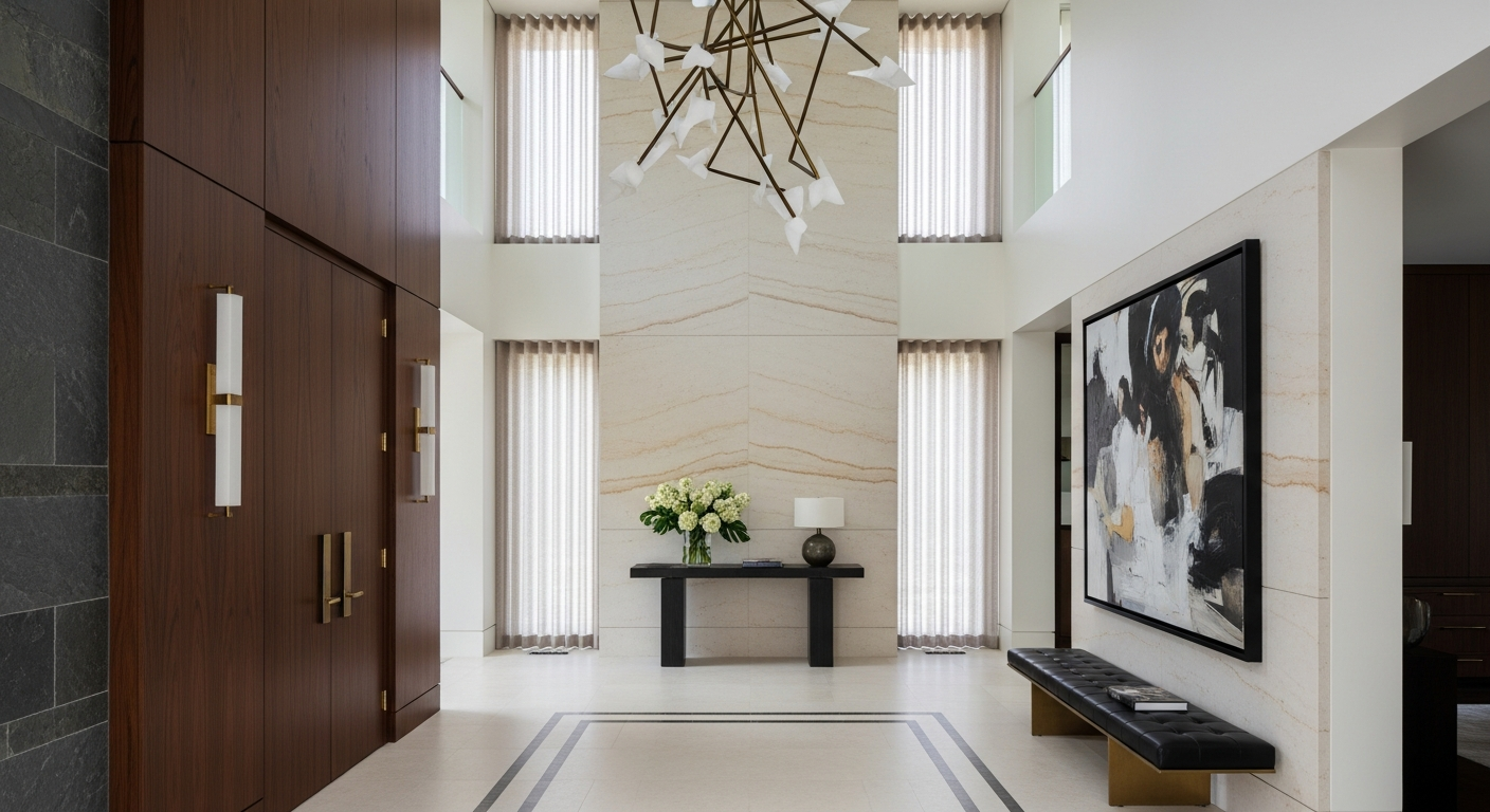 Luxury grand entry foyer interior, representative of homes in Thornton, Colorado.
