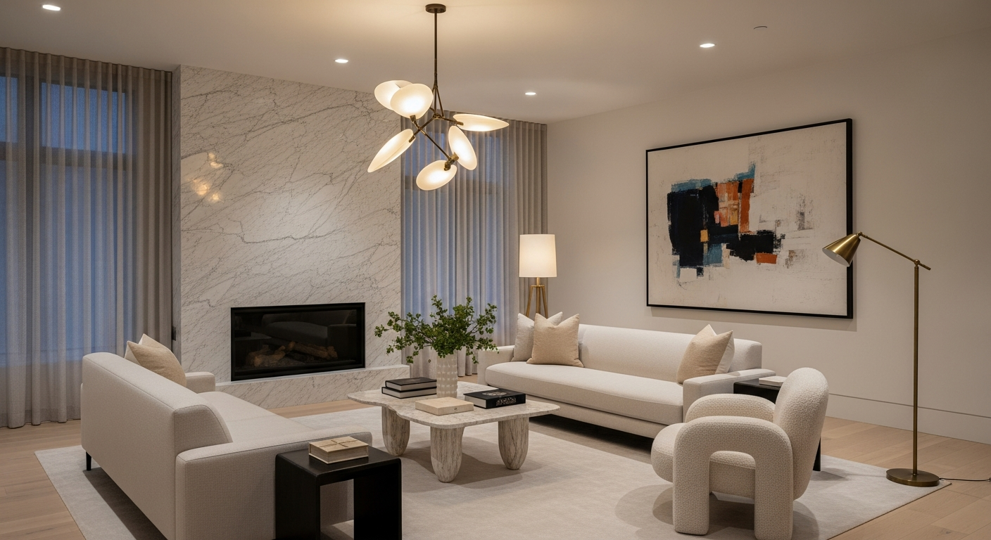 Luxury formal living room interior, representative of homes in Westminster, Colorado.
