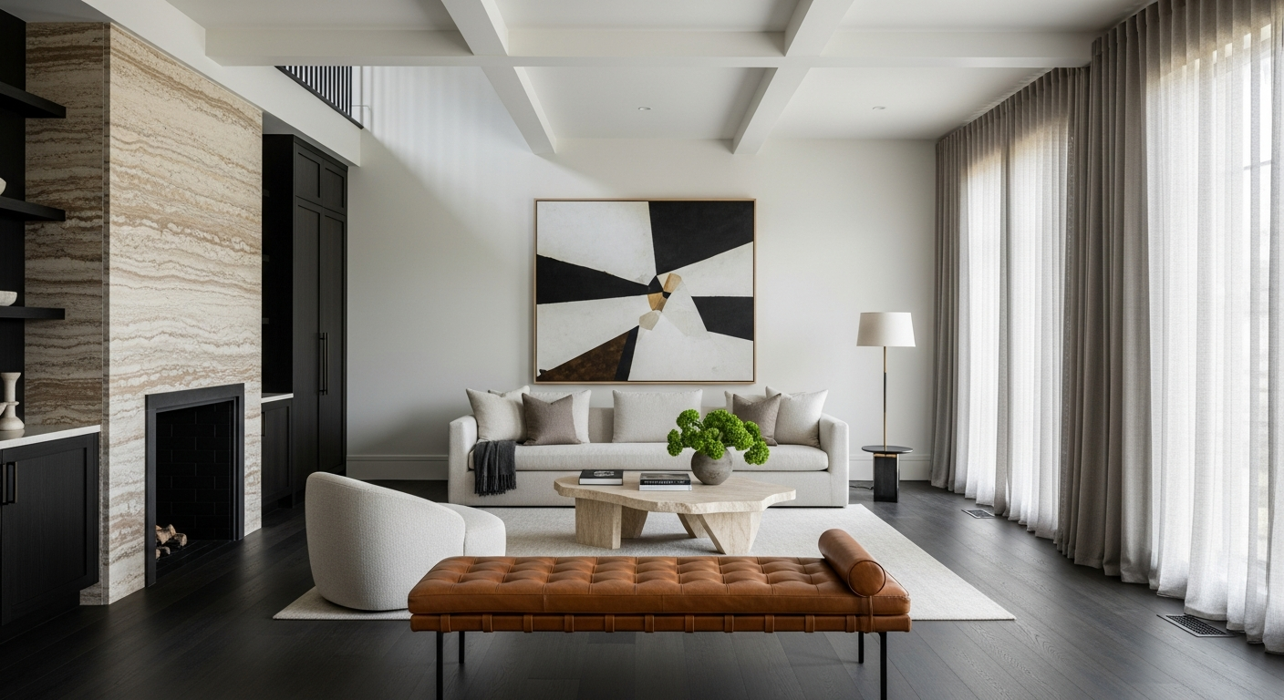 Luxury great room interior, representative of homes in Georgetown, Colorado.